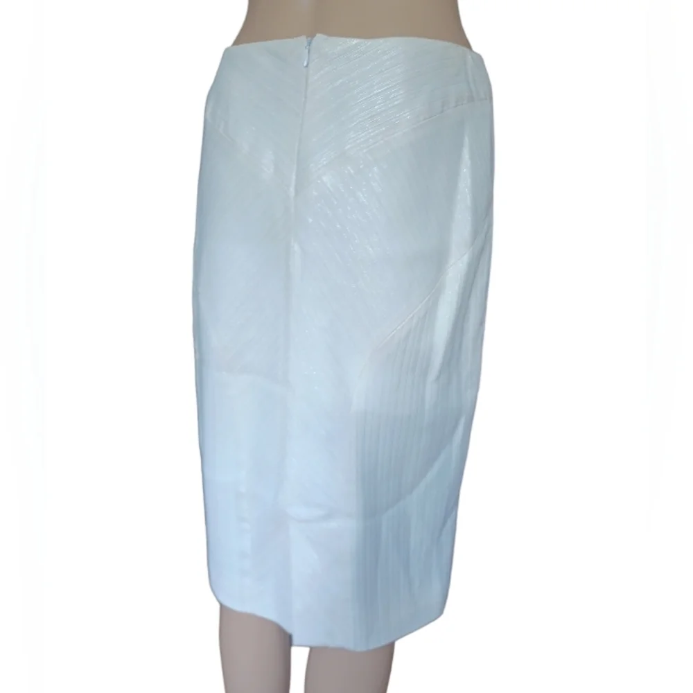 Gianni Versace Womens White Reflective Straight Pencil Skirt Knee Length Size 44 - Picture 7 of 9